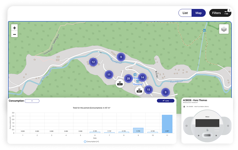 Remote utility metering and network visibility dashboard