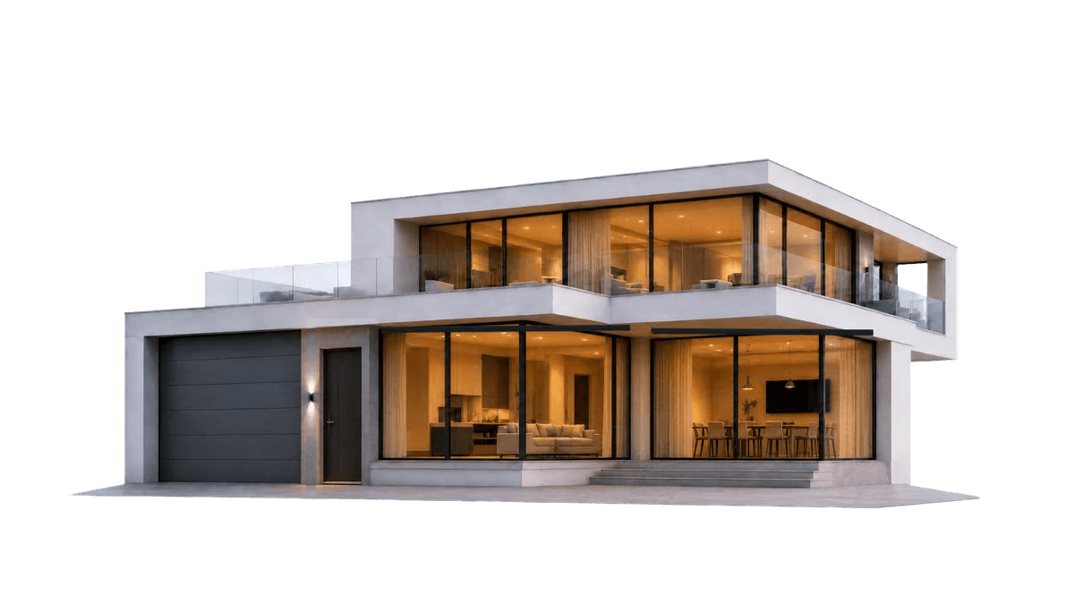 A modern smart home with Volts control devices — relays, sensors and an energy meter